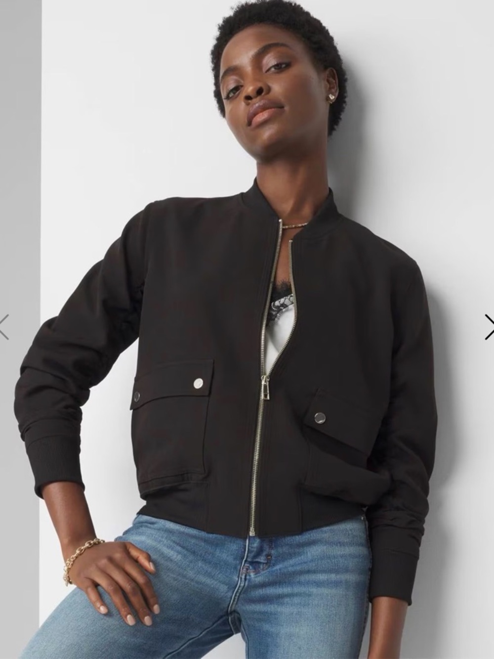 WHBM Black Bomber Jacket